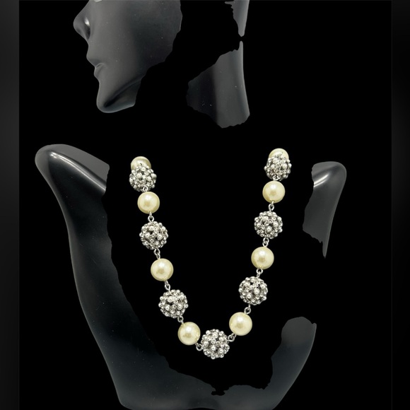 CHARTER CLUB Pavé & Imitation Pearl Necklace - Picture 1 of 7
